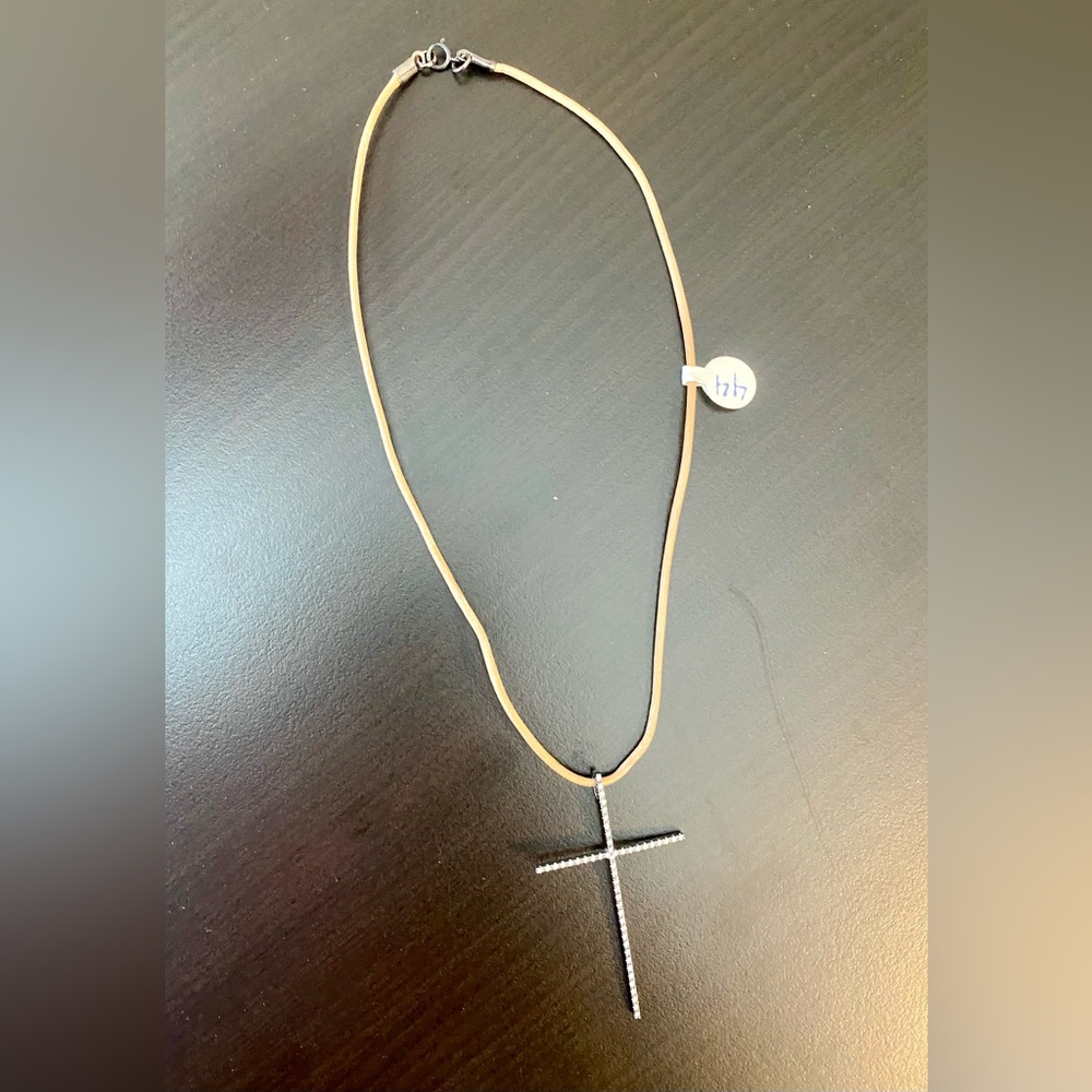 Brand new with tags corded rhinestone cross choker